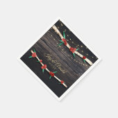 Red Berries Branches & Lights Rustic Holiday Party Serviette (Ecke)