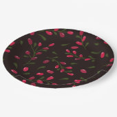Red Berries Branches Lovely Pappteller (Schrägansicht)