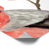 Red Berries Bullfingen Aquarellmuster Poster (Ecke)
