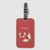 Red Berries Butterflies Gepäckanhänger (Vorderseite Vertikal)