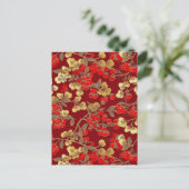 Red Berries Chiyogami Postkarte (Stehend Vorderseite)