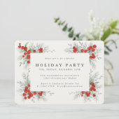 Red Berries + Christmas Botanicals Holiday Party Einladung (Stehend Vorderseite)