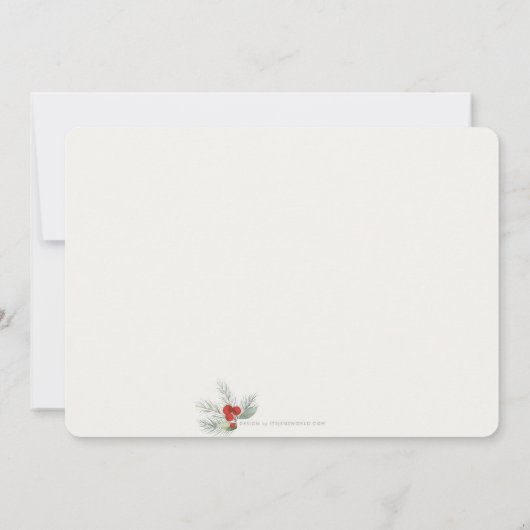 Red Berries + Christmas Botanicals Holiday Party Einladung (Rückseite)