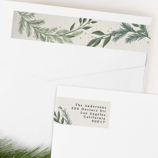 Red Berries Classic Green Christmas Rücksendeadres