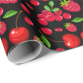 Red Berries Delight in lebendiges Muster Geschenkpapier (Rolleneckpunkt)