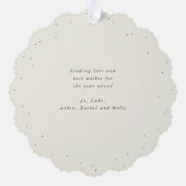 Red Berries + Eucalyptus Christmas Wreath Photo  Ornament Karte (Rückseite)