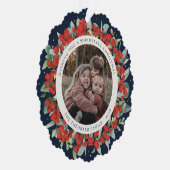Red Berries + Eucalyptus Christmas Wreath Photo Ornament Karte (Rechts)
