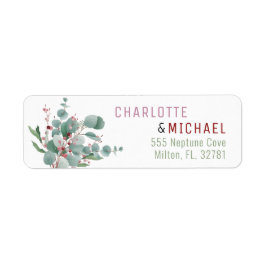 Red Berries & Eukalyptus Wedding Address Label