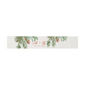 Red Berries Festive Christmas Monogram Wedding Einladungsbanderole (Flach)