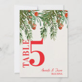 Red Berries Festliche Weihnachtsfeier Tischnummer (Rückseite)