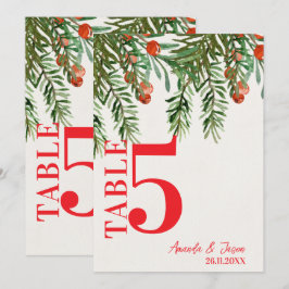 Red Berries Festliche Weihnachtsfeier Tischnummer