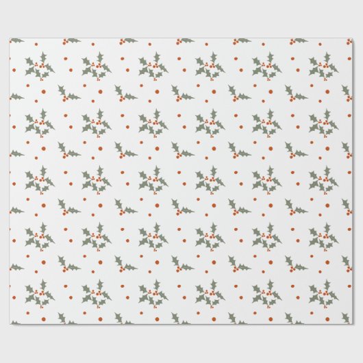 Red Berries Foliage Holly Weihnachtsgeschenk Geschenkpapier (Flach)