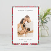 Red Berries Frohe Weihnachten Blumenmuster Foto (Stehend Vorderseite)