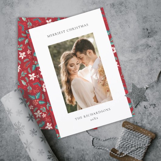 Red Berries Frohe Weihnachten Blumenmuster Foto