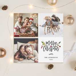 Red Berries Frohe Weihnachts-Platz-Foto Feiertagskarte