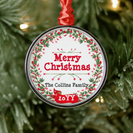 Red Berries Frohe Weihnachtsfeier Ornament Aus Metall (Baum)