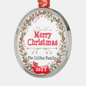 Red Berries Frohe Weihnachtsfeier Ornament Aus Metall (Links)