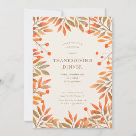 Red Berries & Gold Blätter Erntedank Dinner Einladung