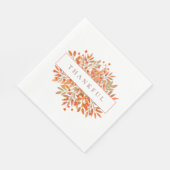 Red Berries & Golden Blätter Anpassbar botanisch Serviette (Ecke)