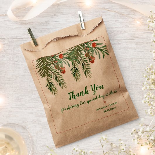 Red Berries Green Blätter Weihnachtsfeier Geschenktütchen (Ausgeschnitten)