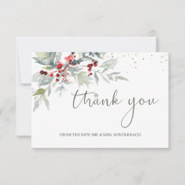 Red Berries Green Foliage Wedding Vielen Dank Dankeskarte
