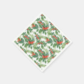 Red Berries Green Holly Floral Weihnachtsfeiertag Serviette (Ecke)