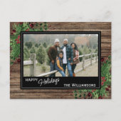 Red Berries Green Holly Niedlich Botanical Foliage Postkarte (Vorderseite)