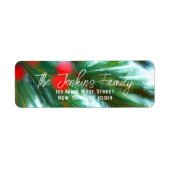 Red Berries Green Pines Weihnachts-Rücksendeadress (Vorne)