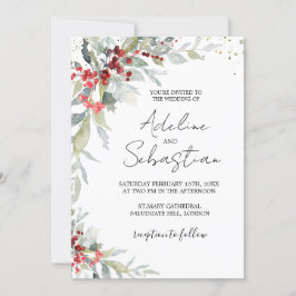Red Berries Greenerage Foliage Wedding Einladung