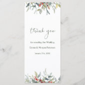 Red Berries Greenerage Foliage Wedding Menu Menükarte (Rückseite)