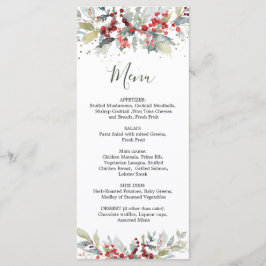 Red Berries Greenerage Foliage Wedding Menu Menükarte