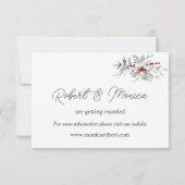 Red Berries Greenerage Foliage Wedding Save the Da Einladung (Rückseite)