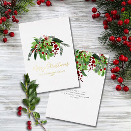 Red Berries Greenerity Business Weihnachten Gold Folien Feiertagskarte