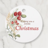 Red Berries Greenery Elegante Weihnachten Geschenkanhänger (Vorderseite)