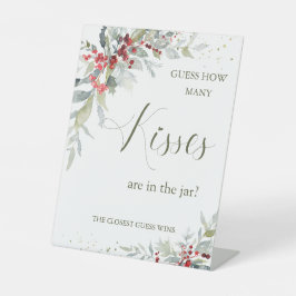 Red Berries Greenery Guess Wie viele Küsse in Jar Sockelschild