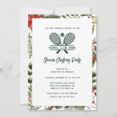 Red Berries Greenery Tennis Club Party Einladung (Vorderseite)