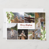 Red Berries Grüne Foto Collage Frohe Weihnachten (Vorderseite)