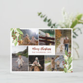 Red Berries Grüne Foto Collage Frohe Weihnachten (Stehend Vorderseite)