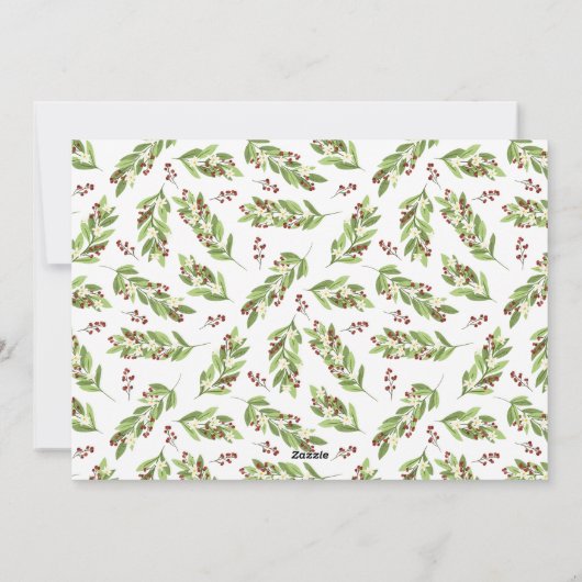 Red Berries Grüne Foto Collage Frohe Weihnachten (Rückseite)