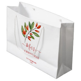 Red Berries Grüne Weihnachtsfeiertag Große Geschenktüte