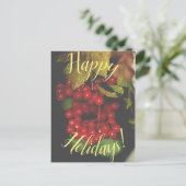 Red Berries Happy Holidays Postcard Feiertagspostkarte (Stehend Vorderseite)