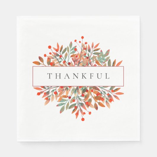 Red Berries & Herbstlaubs Anpassbar botanisch Serviette (Vorderseite)