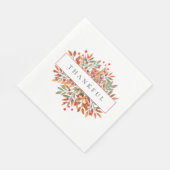 Red Berries & Herbstlaubs Anpassbar botanisch Serviette (Ecke)