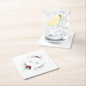 Red Berries Holiday Cheers & Her Monogram Rechteckiger Pappuntersetzer (Vor Ort)