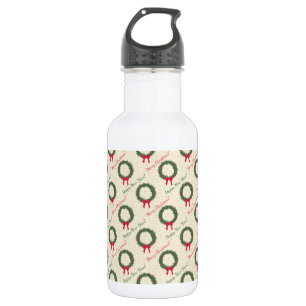 Red Berries Holly Frohe Weihnachten Edelstahlflasche