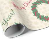 Red Berries Holly Frohe Weihnachten Geschenkpapier (Rolleneckpunkt)