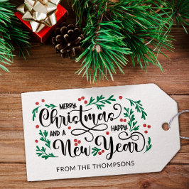 Red Berries Merry Christmas Happy New Year From Geschenkanhänger