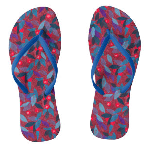 Red Berries Minimal floral Muster Einfache Botanik Badesandalen