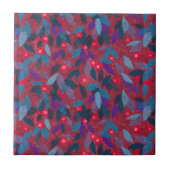 Red Berries Minimal floral Muster Einfache Botanik Fliese (Vorderseite)