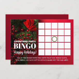Red Berries & Mistletoe, Christmas Party Bingo Einladung